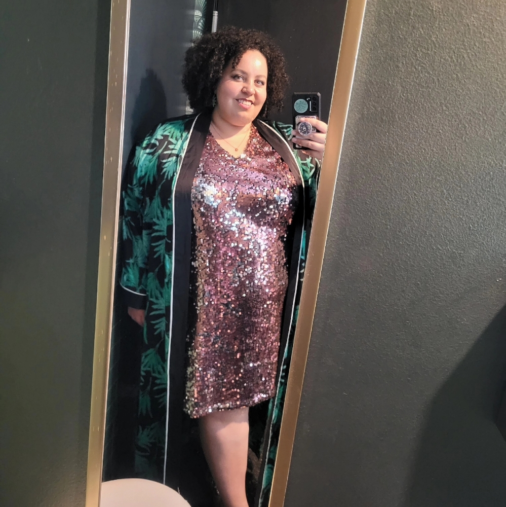 J Crew Universal Standard pink sequin dress - Picture 3 of 4